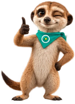 Maskot OAZEE s palcem nahoru a spokojeným výrazem