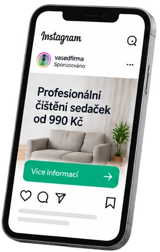 Příspěvek na Instagramu s nabídkou profesionálního čištění sedaček od 990 Kč